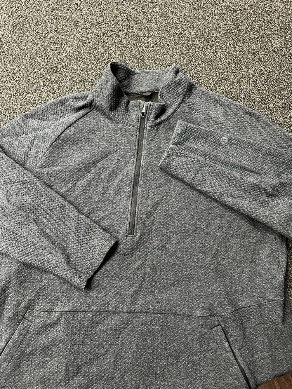 Lululemon At Ease Gray Fleece Casual Half-Zip Pullover Sweater Mens Size XL